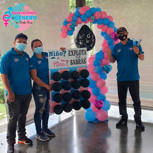 Decoración Para Revelación De Sexo Del Bebé, Signo De Pregunta Con Globos Más Globo Negro Revelador, Revelaciones De Género En Costa Rica