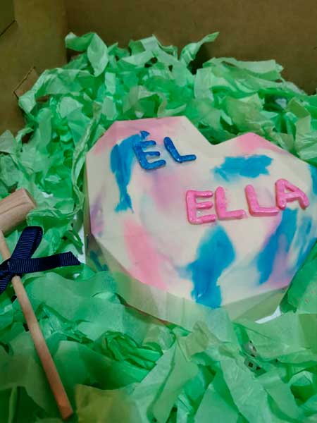 Corazón Geométrico 3D Con Relleno, Comestible, Para Revelación De Sexo Del Bebé