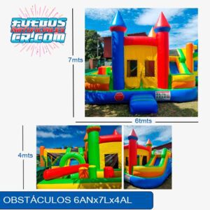 Alquiler de inflables en Costa Rica, Inflable de Obstáculos, Medidas 6x7x4, Fuegos Artificiales Cross, Entretenimiento